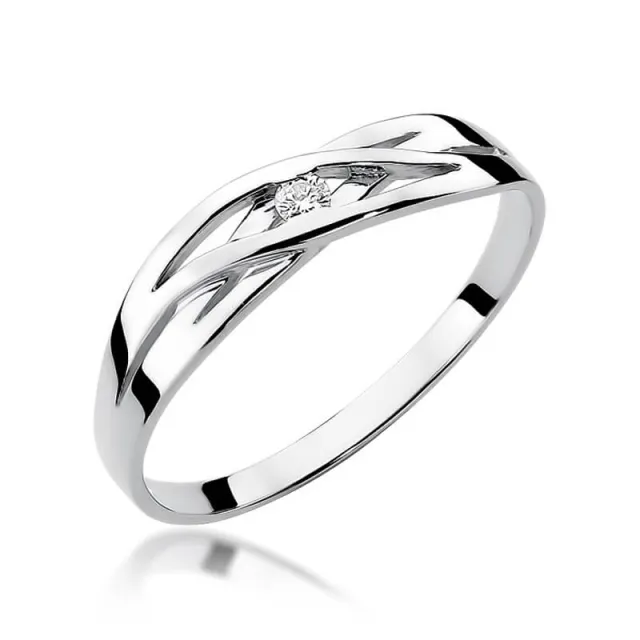 Złoty pierścionek z diamentem Białe złoto EW-156 0,05ct