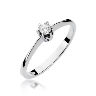 Złoty pierścionek z diamentem Białe złoto EW-129 0,10ct