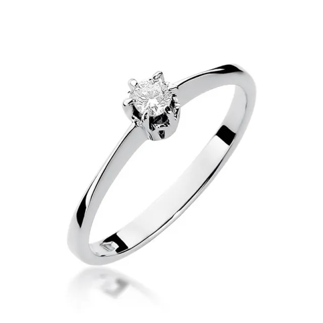 Złoty pierścionek z diamentem Białe złoto EW-129 0,10ct