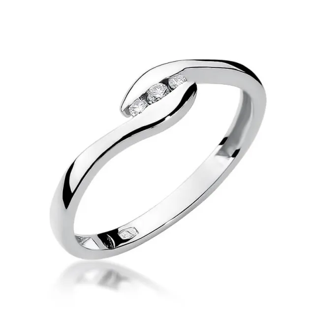 Złoty pierścionek z diamentem Białe złoto EW-205 0,05ct