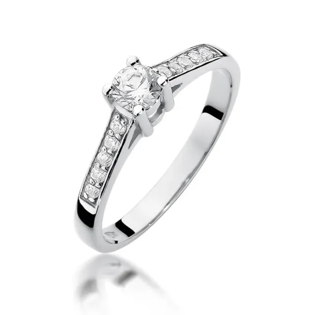 Złoty pierścionek z diamentem Białe złoto EW-398 0,42ct