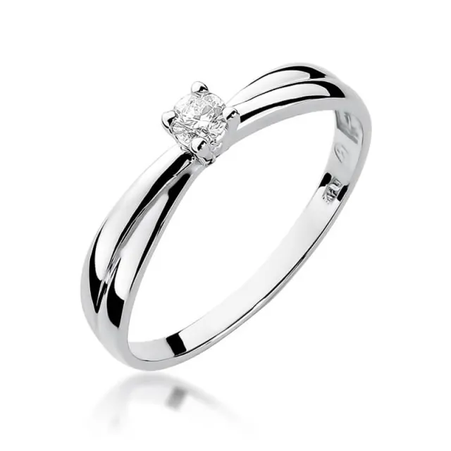 Złoty pierścionek z diamentem Białe złoto EW-230 0,10ct