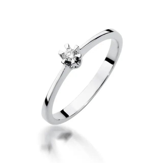 Pierścionek zaręczynowy diament białe złoto 0,04ct