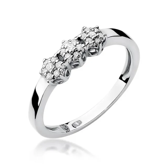 Złoty pierścionek z diamentem Białe złoto EW-104 0,12ct