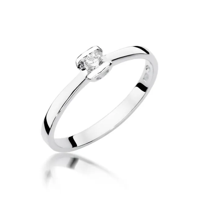 Złoty pierścionek z diamentem Białe złoto EW-333 0,09ct
