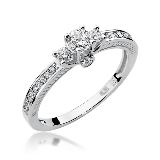 Złoty pierścionek z diamentem Białe złoto EW-199 0,42ct