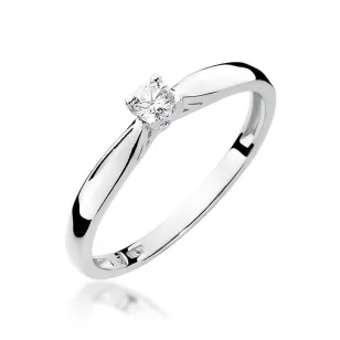 Złoty pierścionek z diamentem Białe złoto EW-45 0,10ct