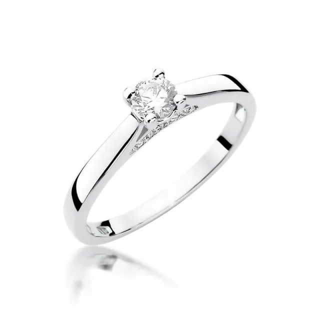 Złoty pierścionek z diamentem Białe złoto EW-341 0,30ct