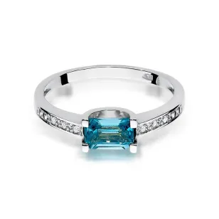 Złoty pierścionek z diamentem Białe złoto EW-105 topaz
