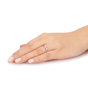 Złoty pierścionek MOTYL fioletowy próba 585