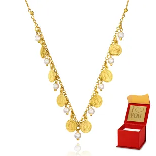 Srebrny naszyjnik pozłacany 18k złotem Gold monety