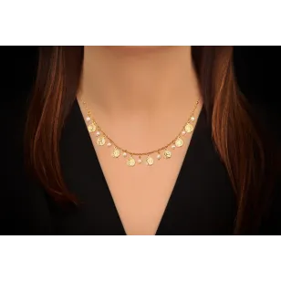 Srebrny naszyjnik pozłacany 18k złotem Gold monety