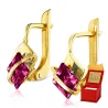 Złote kolczyki rubinowe przepaski 333