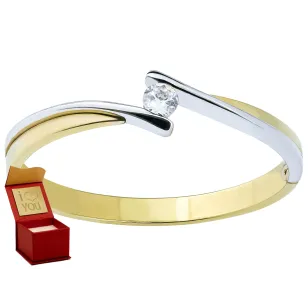 Delikatny złoty pierścionek 585 z cyrkonią