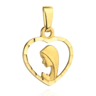 Medalik Matka Boska w diamentowanym sercu pr. 585