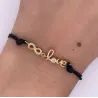 Pozłacana bransoletka Czarny sznurek LOVE I NIESKOŃCZONOŚĆ