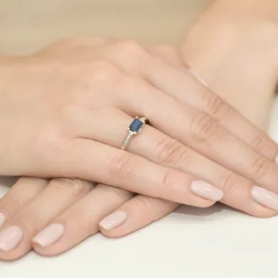 Złoty Pierścionek 585 z diamentem szafir 0,60ct