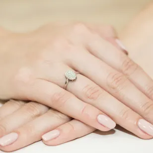 Złoty Pierścionek 585 z diamentem brylant 0,13ct