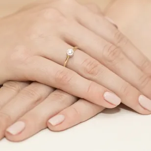Złoty Pierścionek 585 z diamentem brylant 0,25ct