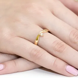 Złoty Pierścionek 585 z diamentem brylant 0,15ct