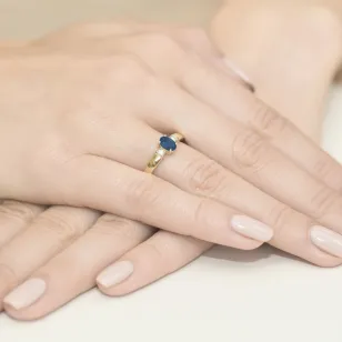 Złoty Pierścionek 585 z diamentem szafir 0,70ct