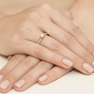 Złoty Pierścionek 585 z diamentem brylant 0,25ct