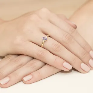 Złoty Pierścionek 585 z diamentem tanzanit 0,40ct