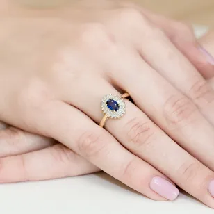 Goldener Diamantring EY-303 Saphir | ergold