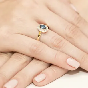 Złoty Pierścionek 585 z diamentem tanzanit 0,40ct