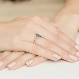 Złoty Pierścionek 585 z diamentem tanzanit 0,70ct
