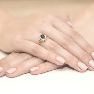 Złoty Pierścionek 585 z diamentem szafir 0,90ct
