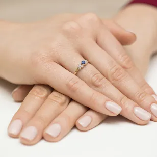 Złoty Pierścionek 585 z diamentem szafir 0,15ct