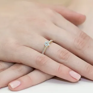 Złoty Pierścionek 585 z diamentem topaz 0,30ct