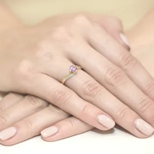 Złoty Pierścionek 585 z diamentem ametyst 0,50ct