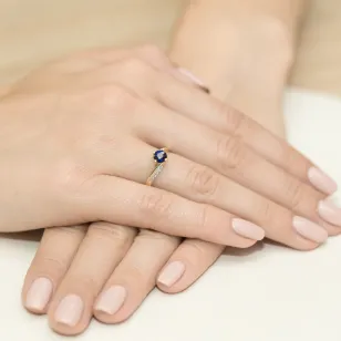 Złoty Pierścionek 585 z diamentem szafir 0,50ct