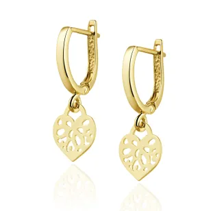 Gold Hängende Ohrringe Oriental Heart Sample 585 K3.2425b1P | ergold