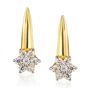 Goldene Ohrringe mit Strasssteinen Blumenmuster 585 K1.1044P | ergold