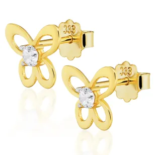 Goldene Ohrringe mit Strass niedliche SCHMETTERLINGE K1.1038 | ergold