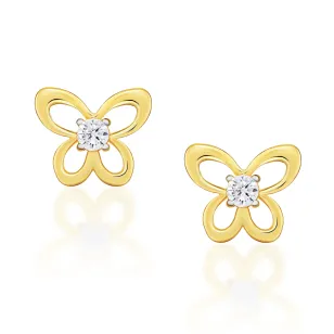 Goldene Ohrringe mit Strass charmant BUTTERFLIES K1.1038m | ergold