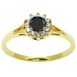 Elegante Gold Ringblume Schwarz P2.1455c| ergold