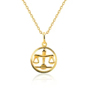Złota zawieszka ZNAK zodiaku WAGA próba 585