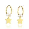 Goldene Ohrringe des Eclat Pearl Wheel mit Sternprobe 585 | ergold
