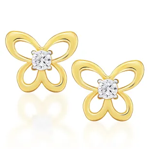 Goldene Ohrringe mit Strass niedliche SCHMETTERLINGE K1.1038 | ergold