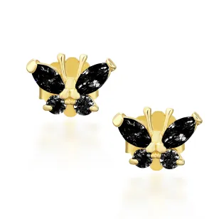 Goldene Ohrringe BUTTERFLIES schwarz Muster 585 K1.158Pczczcz | ergold