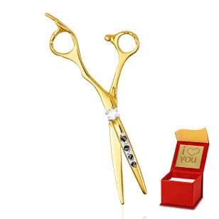 Złote nożyczki zdobione cyrkoniami