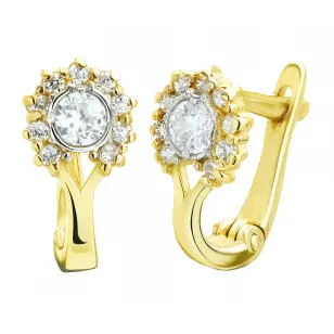 Goldene Ohrringe verziert mit Strassblume K3.2382 | ergold