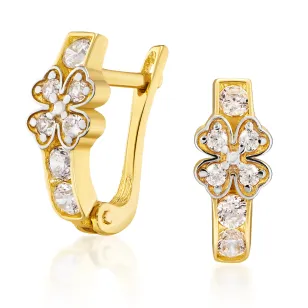 GOLDENE OHRRINGE mit Strasssteinen Klee K3.2438 | ergold