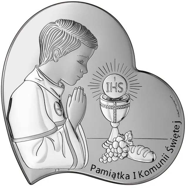 Piękna pamiątka komunijna dla Chłopca Serce brązowe drewno