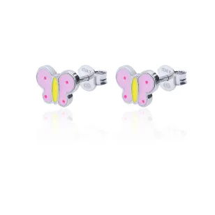 Srebrne kolczyki dziecięce Motylki