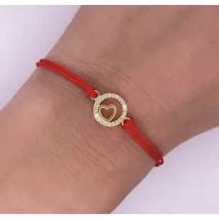 Vergoldetes Armband Rote Saite HEART in CIRCLE SBZ21 | ergold